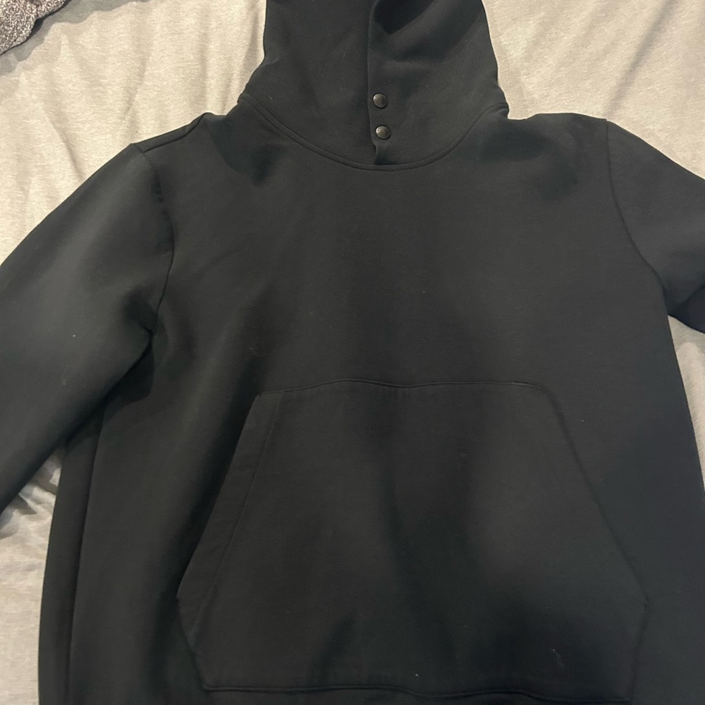 Black scuba Hoodie with Buttoned Collar